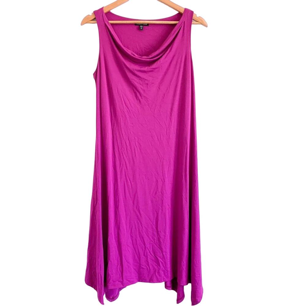 Eileen Fisher Soft Cowl Neck Sleeveless Tank T-Shirt Dress in Electric Purple XS